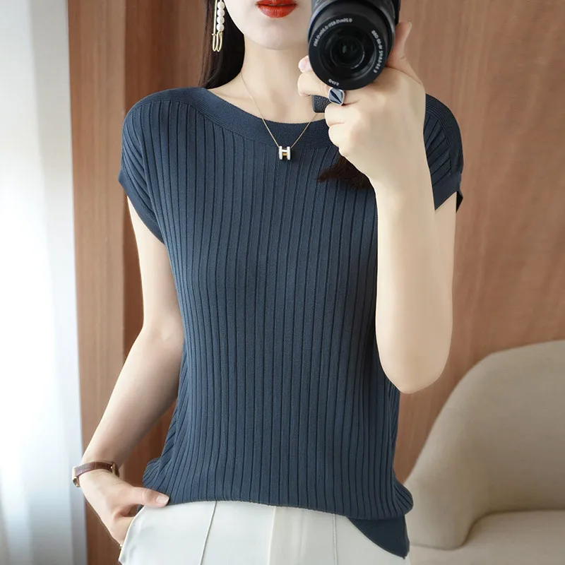 Batwing Ice Silk Short T-shirt 's 2024 Summer New Fashion All-Match Qu Zhu off-Neck Half Sleeve Women
Batwing Ice Silk Short T-shirt 's 2024 Summer New Fashion All-Match Qu Zhu off-Neck Half Sleeve Women