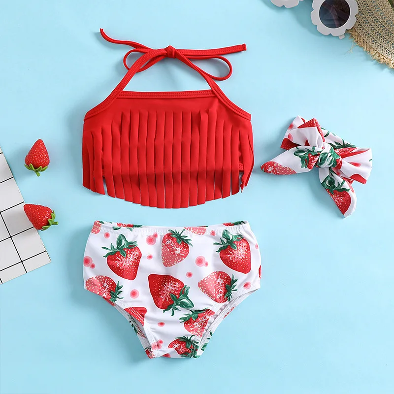 Summer Girls Two-piece Swimsuit Bikini Baby Cute Strawberry Print Tassels Tankini Set Toddler Casual Swimwear Vacation Beachwear
Summer Girls Two-piece Swimsuit Bikini Baby Cute Strawberry Print Tassels Tankini Set Toddler Casual Swimwear Vacation Beachwear