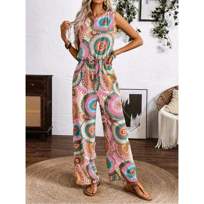 2026 Women's Coffee Watercolor Print Sleeveless Jumpsuit V-Neck Waist-Tie Wide-Leg Office
2026 Women's Coffee Watercolor Print Sleeveless Jumpsuit V-Neck Waist-Tie Wide-Leg Office