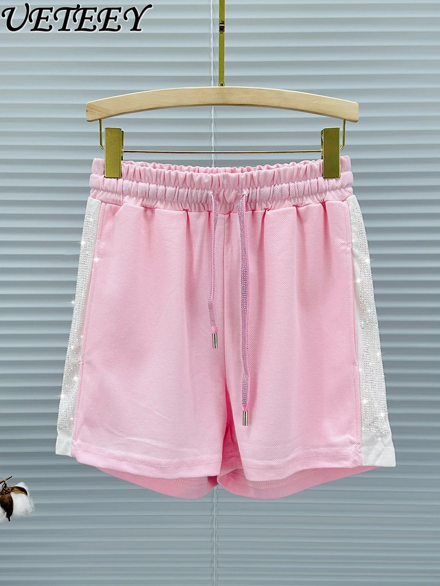 Stitching Rhinestone Casual Women's Sports Shorts 2024 New Summer Lace-up Elastic High Waist All-Match Wide Leg Short Pants
Stitching Rhinestone Casual Women's Sports Shorts 2024 New Summer Lace-up Elastic High Waist All-Match Wide Leg Short Pants