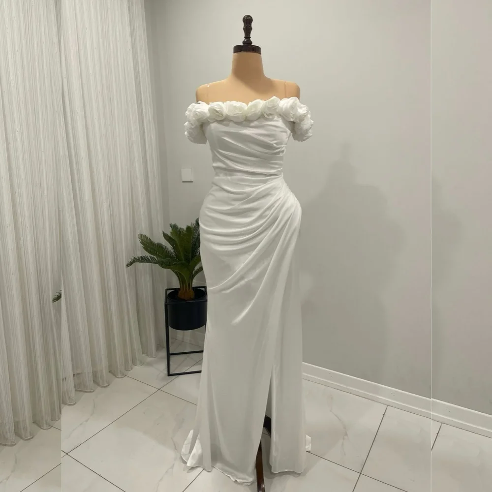 Customized Charmeuse Handmade Flower Off-the-shoulder Trumpet Long Dresses Bespoke Occasion Simple Woman Elegant Party Wedding
Customized Charmeuse Handmade Flower Off-the-shoulder Trumpet Long Dresses Bespoke Occasion Simple Woman Elegant Party Wedding