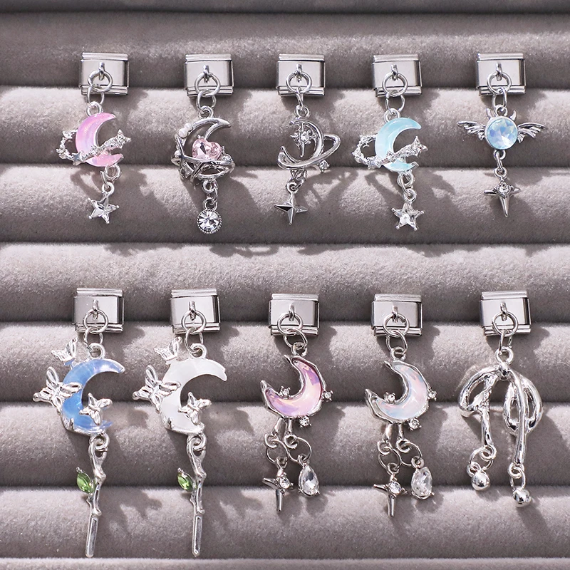 Y2K Zircon Crystal Moon Bow Knot Star Pendant Italian Charm Link Stainless Steel Fit 9mm Bracelet Women Jewelry DIY Making Gift
Y2K Zircon Crystal Moon Bow Knot Star Pendant Italian Charm Link Stainless Steel Fit 9mm Bracelet Women Jewelry DIY Making Gift
