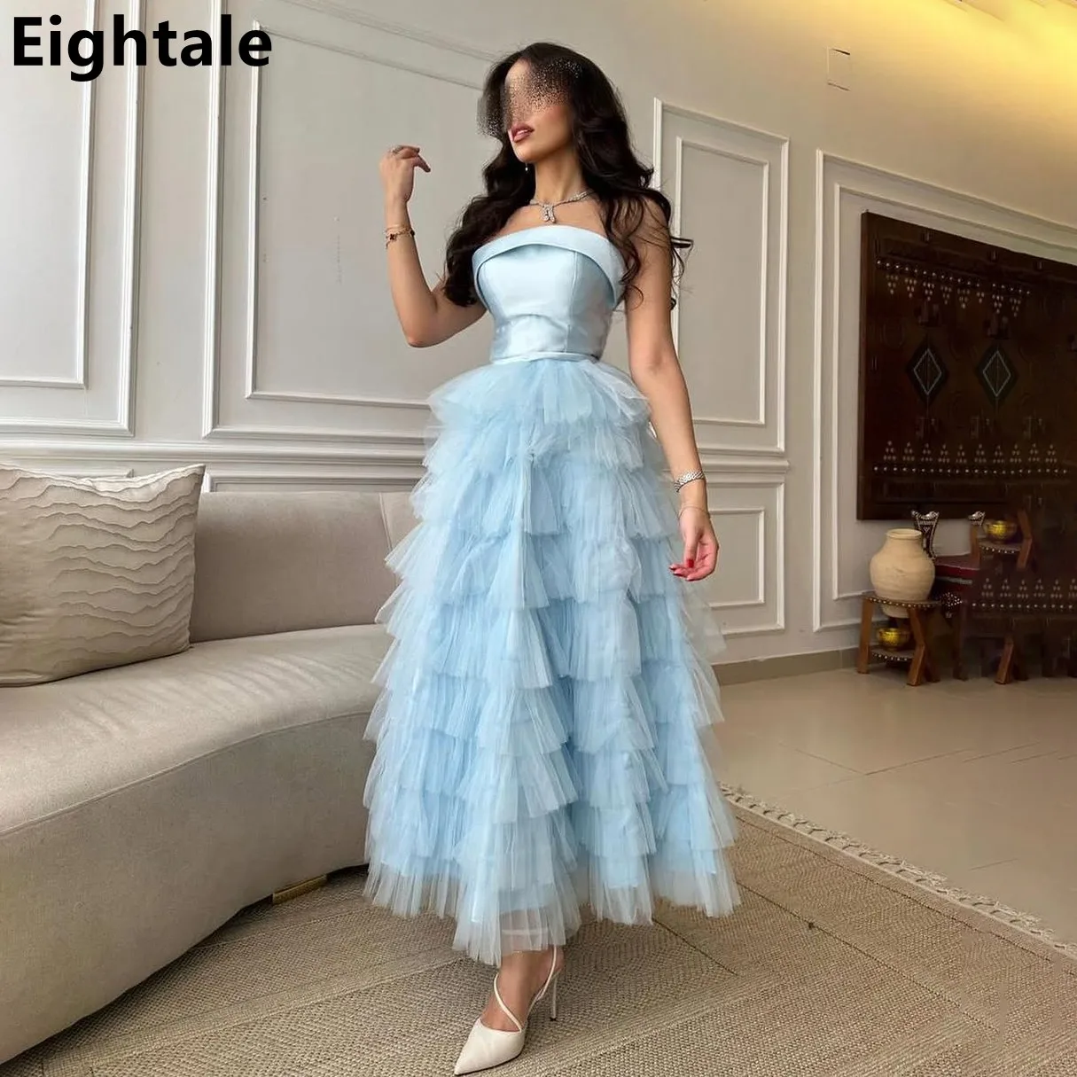 Eightale Sky Blue Evening Dress For Wedding Party 2025 Tiered Ruffles Strapless Prom Dress Arabic Party Gown Customized
Eightale Sky Blue Evening Dress For Wedding Party 2025 Tiered Ruffles Strapless Prom Dress Arabic Party Gown Customized