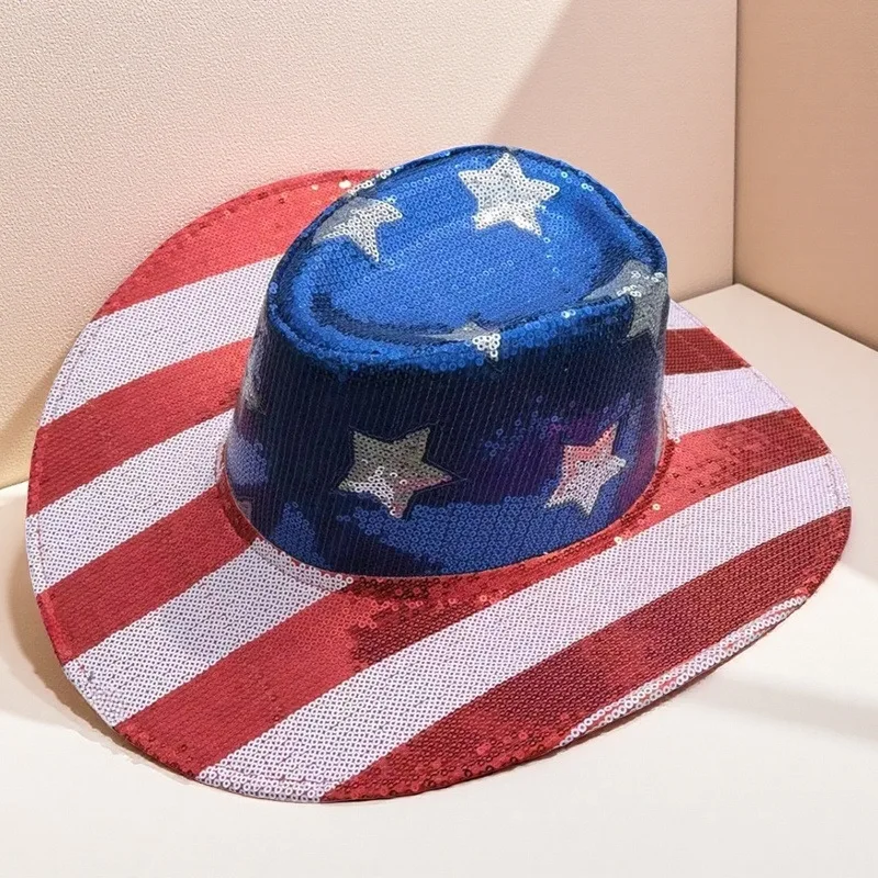 Sequin American Flag Cowboy Hat Independence Day Patriotic Star-Spangled Western Party Hat for 4th July Rodeo Costume Festival
Sequin American Flag Cowboy Hat Independence Day Patriotic Star-Spangled Western Party Hat for 4th July Rodeo Costume Festival