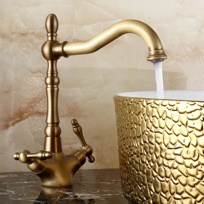 Retro Basin Faucet Hot and Cold Mixer Basin Tap Single Hole Double Handle Rotatable Antique Brass Bathroom Faucets
Retro Basin Faucet Hot and Cold Mixer Basin Tap Single Hole Double Handle Rotatable Antique Brass Bathroom Faucets