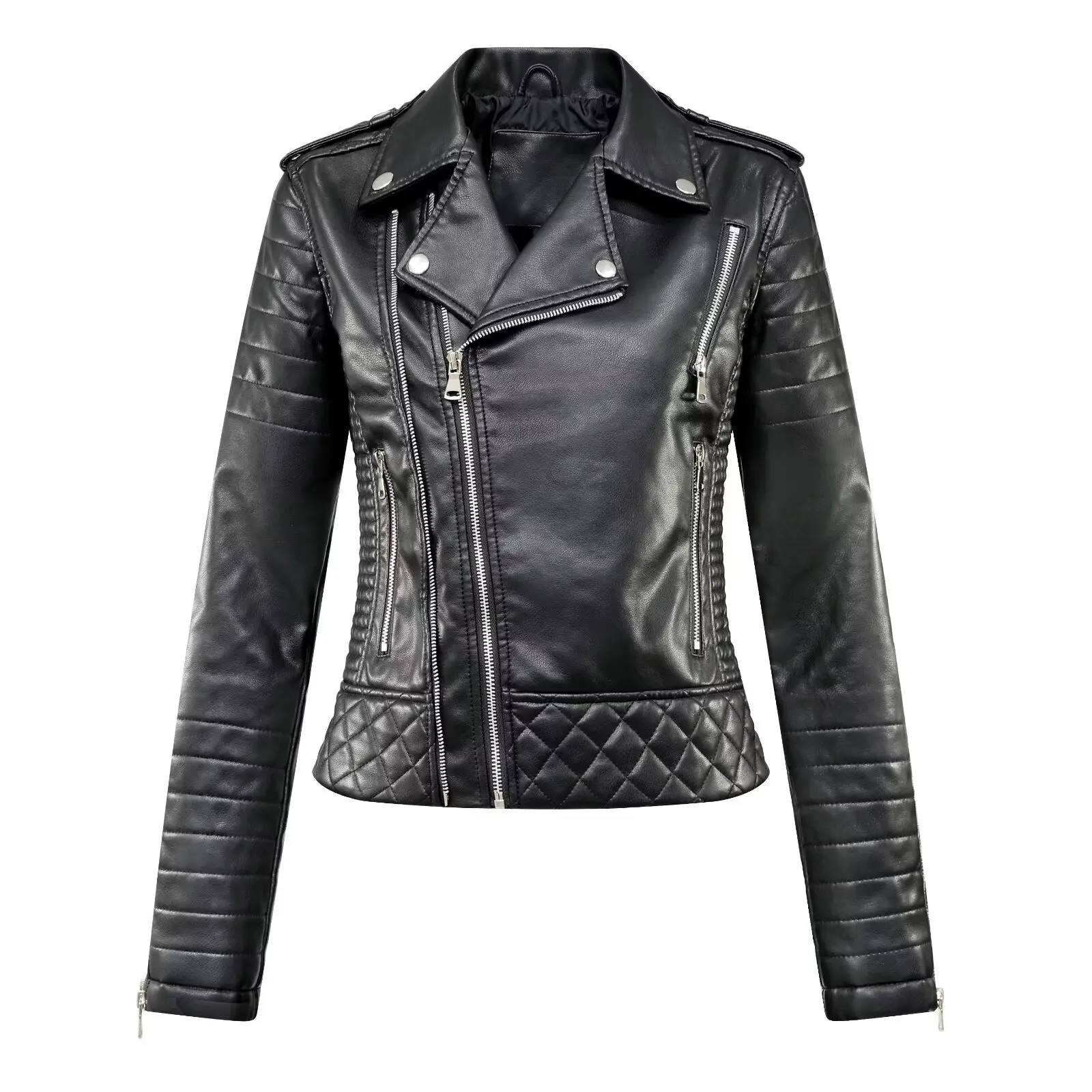 Fashionable Women's Jacket Top Casual Turn-down Collar Zipper Short Slim-fit Leather Clothes Street Style Long Sleeve
Fashionable Women's Jacket Top Casual Turn-down Collar Zipper Short Slim-fit Leather Clothes Street Style Long Sleeve