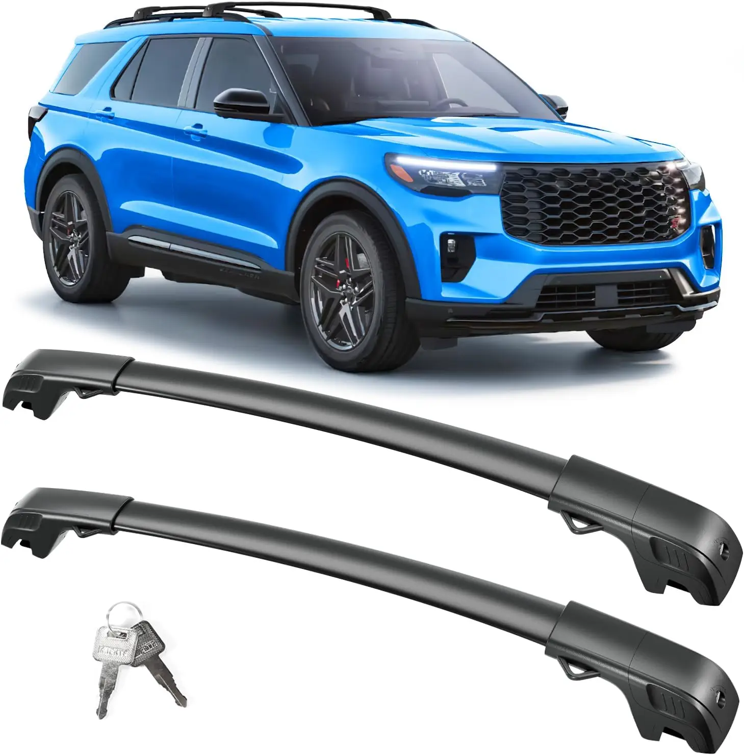 Heavy Duty Roof Rack Cross Bars for Ford Explorer 2020-2026, Lockable Aluminum Cargo Carrier, 300lb Capacity
Heavy Duty Roof Rack Cross Bars for Ford Explorer 2020-2026, Lockable Aluminum Cargo Carrier, 300lb Capacity