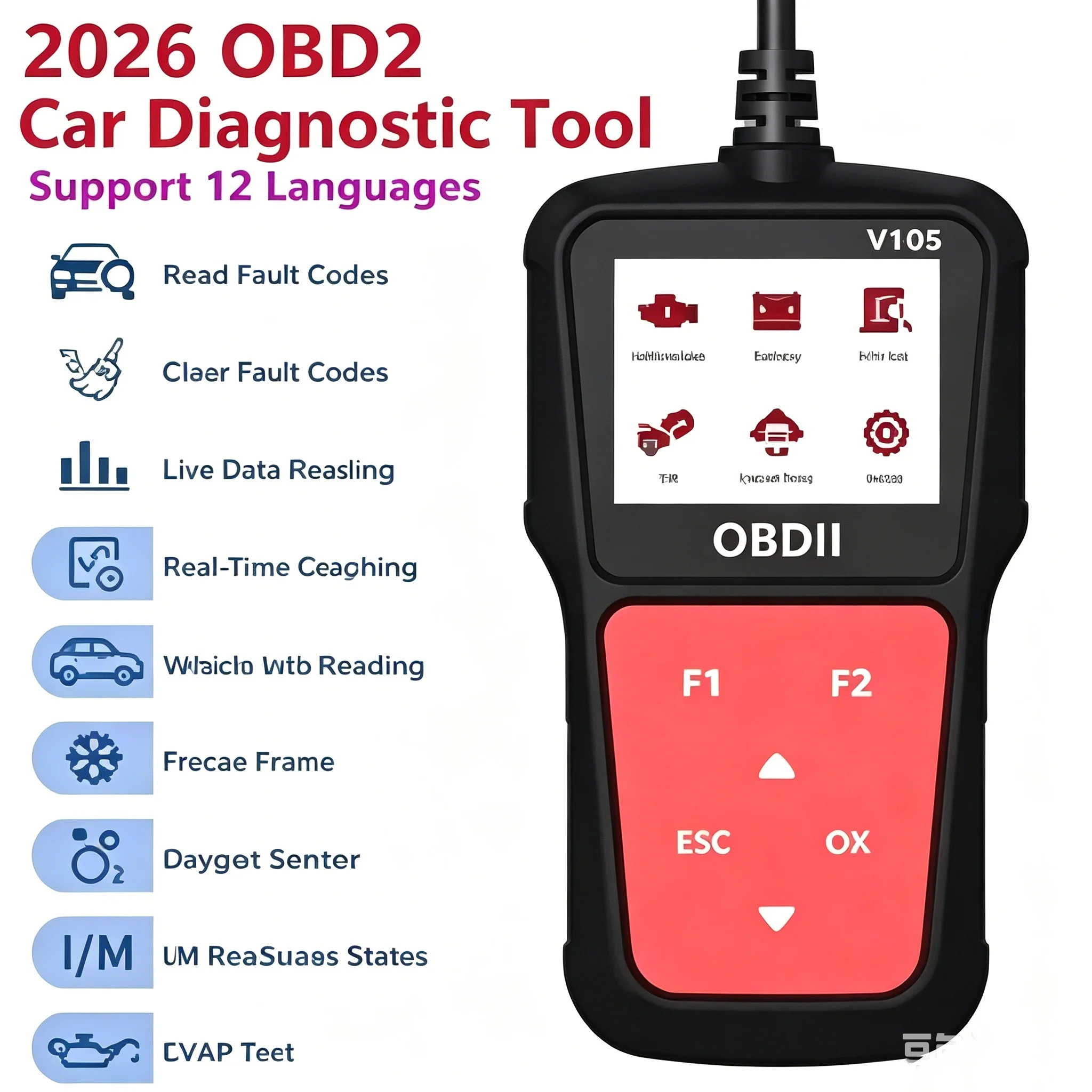 2026 Newest Obd2 Scanner Professional OBD2 Car Diagnostic Tool Code Reader Scan Tool Clears Fault Codes Supports 12 Languages
2026 Newest Obd2 Scanner Professional OBD2 Car Diagnostic Tool Code Reader Scan Tool Clears Fault Codes Supports 12 Languages
