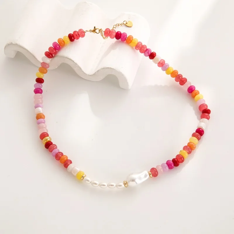 European and American color natural semi-precious stone beaded necklace female versatile high-end sense niche dopamine collarbon
European and American color natural semi-precious stone beaded necklace female versatile high-end sense niche dopamine collarbon