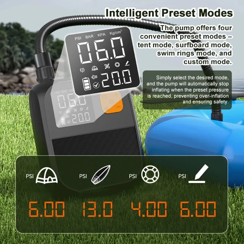 Portable Paddle Board Pump for Swimming Rings 25PSI High Pressure Electric Air Compressor Pump Power Bank with 6 Nozzles
Portable Paddle Board Pump for Swimming Rings 25PSI High Pressure Electric Air Compressor Pump Power Bank with 6 Nozzles
