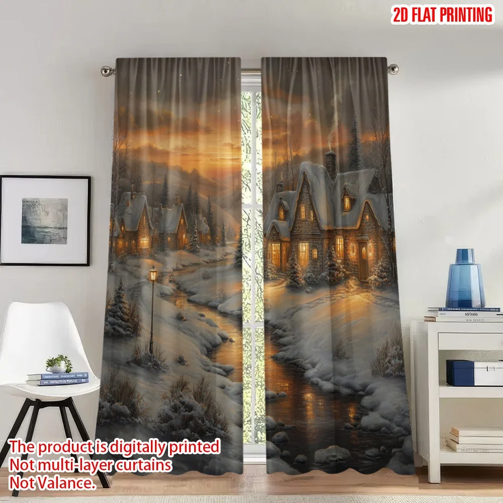 2pcs 2D flat printing Happy Christmas Scene Curtains Cozy Village Winter Snow Scenery Digital Printed Polyester Drapes Spring
2pcs 2D flat printing Happy Christmas Scene Curtains Cozy Village Winter Snow Scenery Digital Printed Polyester Drapes Spring