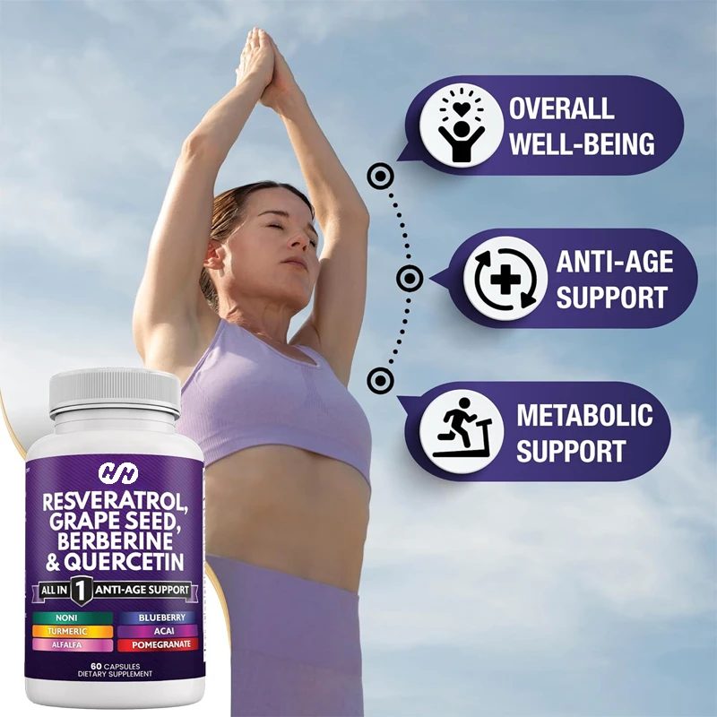 Resveratrol, Asparagine, Grape Seed Extract, Quercetin Polyphenols Supplement, N-acetylcysteine, Acai Berry Extract -60 Capsules
Resveratrol, Asparagine, Grape Seed Extract, Quercetin Polyphenols Supplement, N-acetylcysteine, Acai Berry Extract -60 Capsules