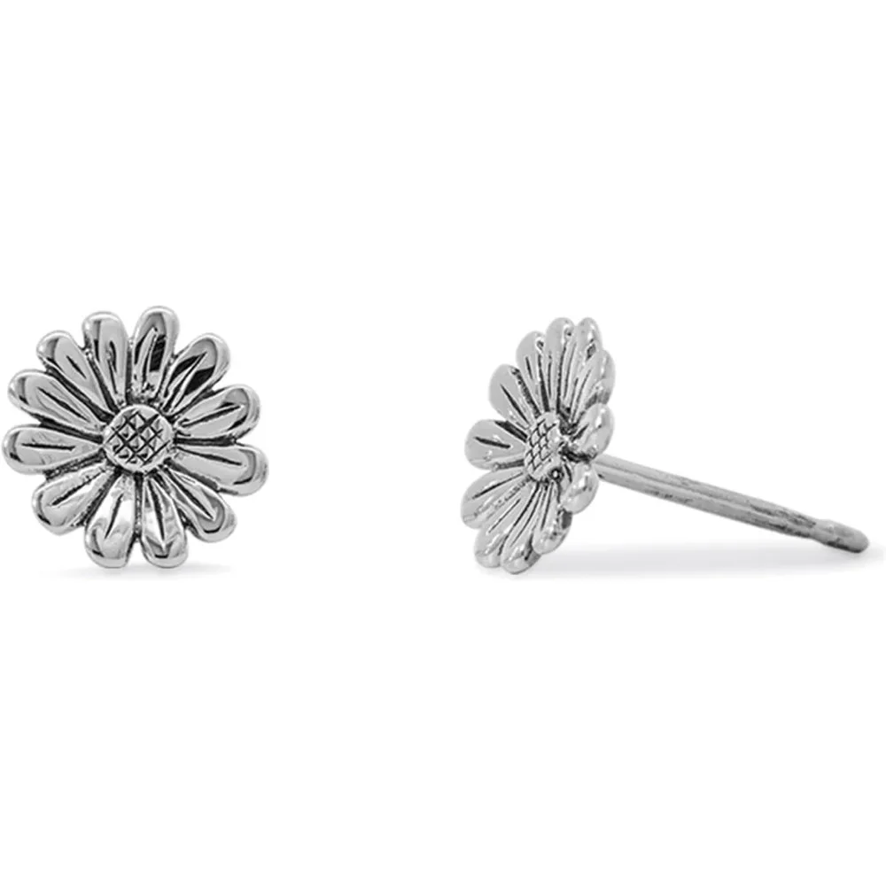 Sterling Silver Daisy Flower Stud Earrings with Oxidized Finish
Sterling Silver Daisy Flower Stud Earrings with Oxidized Finish