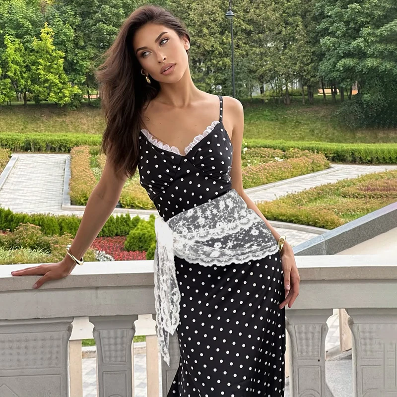 Tornova Polka Dot Suspender Long Dress Women's Sexy Deep V Neck Lace Splice Elegant Dress Vacation Slim Dresses 2025 Summer New
Tornova Polka Dot Suspender Long Dress Women's Sexy Deep V Neck Lace Splice Elegant Dress Vacation Slim Dresses 2025 Summer New