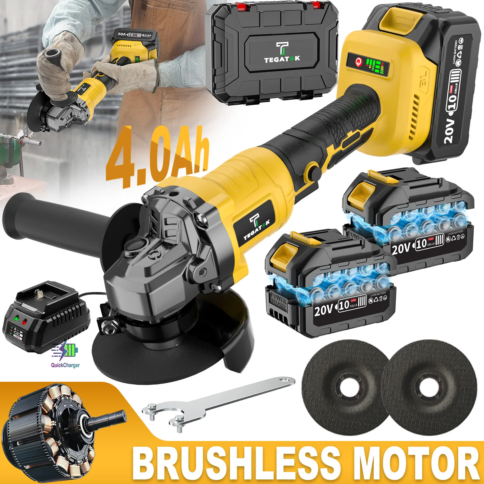 20V New Rechargeable Angle Grinder, Lightweight & Multifunctional Handheld Angle Grinder, Lithium Battery Angle Grinder, Suitable for Polishing Various Materials, Equipped with 1 Or 2 Battery, Grinding Plate and Tool Boxs, Men's Gift, Christmas Gift
20V New Rechargeable Angle Grinder, Lightweight & Multifunctional Handheld Angle Grinder, Lithium Battery Angle Grinder, Suitable for Polishing Various Materials, Equipped with 1 Or 2 Battery, Grinding Plate and Tool Boxs, Men's Gift, Christmas Gift