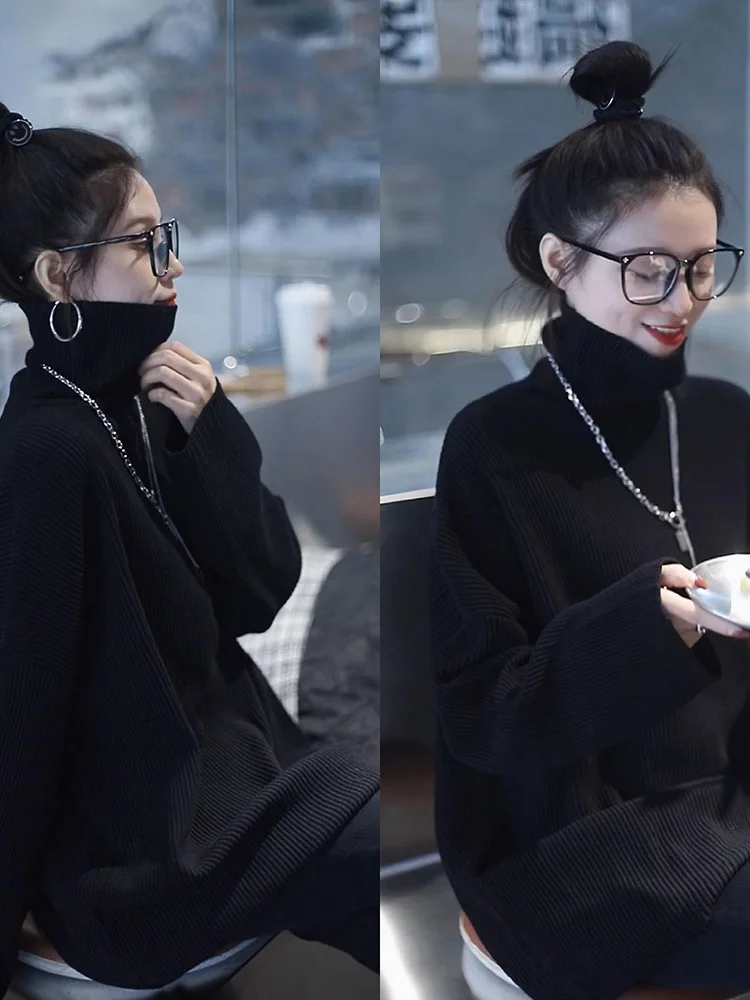 Black High Collar Oversized Casual Knitwear Women's Mid-Length Pullover Spring New Style Comfortable Breathable Soft Material
Black High Collar Oversized Casual Knitwear Women's Mid-Length Pullover Spring New Style Comfortable Breathable Soft Material