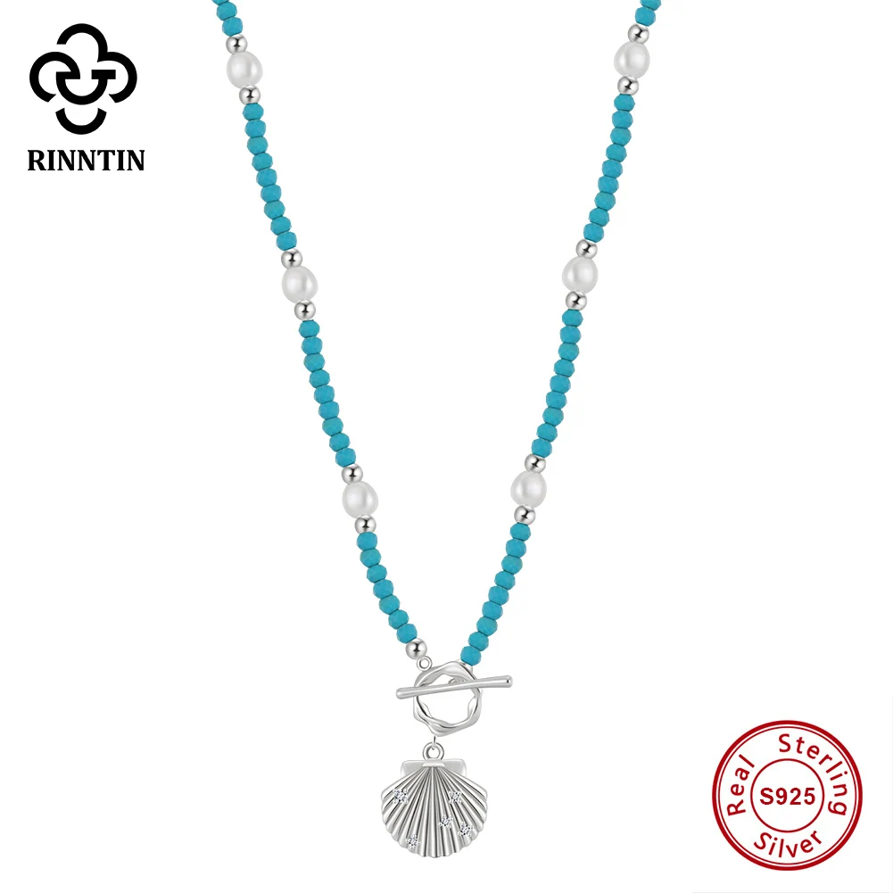 Rinntin 925 Sterling Silver Creative Beaded Turquoise Chain Shell Pendant Necklace Women Vacation Style Pearls Necklace GPN82
Rinntin 925 Sterling Silver Creative Beaded Turquoise Chain Shell Pendant Necklace Women Vacation Style Pearls Necklace GPN82