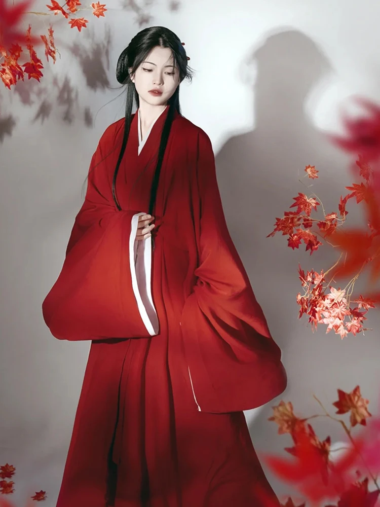 Красный женский костюм Ханьфу для танцев в древнекитайском стиле, с большим воротником в стиле Вэй-Цзинь, платье эпохи Воюющих царств
Красный женский костюм Ханьфу для танцев в древнекитайском стиле, с большим воротником в стиле Вэй-Цзинь, платье эпохи Воюющих царств