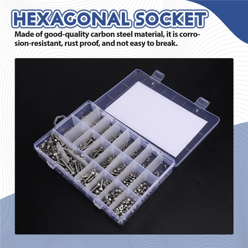 HGFLE-1080Pcs M2 M3 Stainless Steel Hex Socket Head Cap Screws Bolts Nuts Washers Kit - 304 Grade
HGFLE-1080Pcs M2 M3 Stainless Steel Hex Socket Head Cap Screws Bolts Nuts Washers Kit - 304 Grade