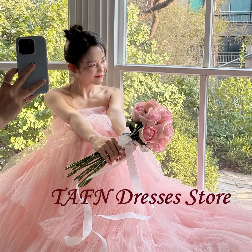 TAFN Luxury Strapless Pink Prom Dress Korea Wedding Photo Shoot Pleated Organza A Line Party Gown Sleeveless Corset Customized
TAFN Luxury Strapless Pink Prom Dress Korea Wedding Photo Shoot Pleated Organza A Line Party Gown Sleeveless Corset Customized
