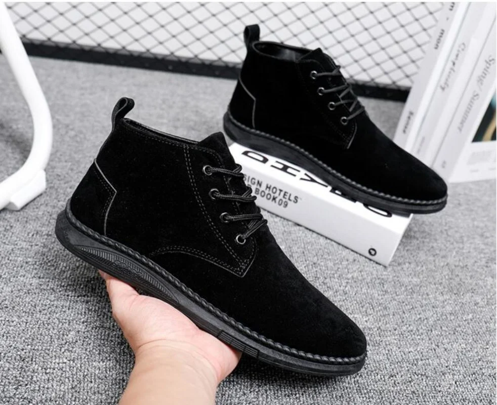 High Top Casual Board Shoes Men's Lace Up Suede Black Flat Bottom Short Boots Men's Chelsea Boots High-quality Brand Denim Boots
High Top Casual Board Shoes Men's Lace Up Suede Black Flat Bottom Short Boots Men's Chelsea Boots High-quality Brand Denim Boots