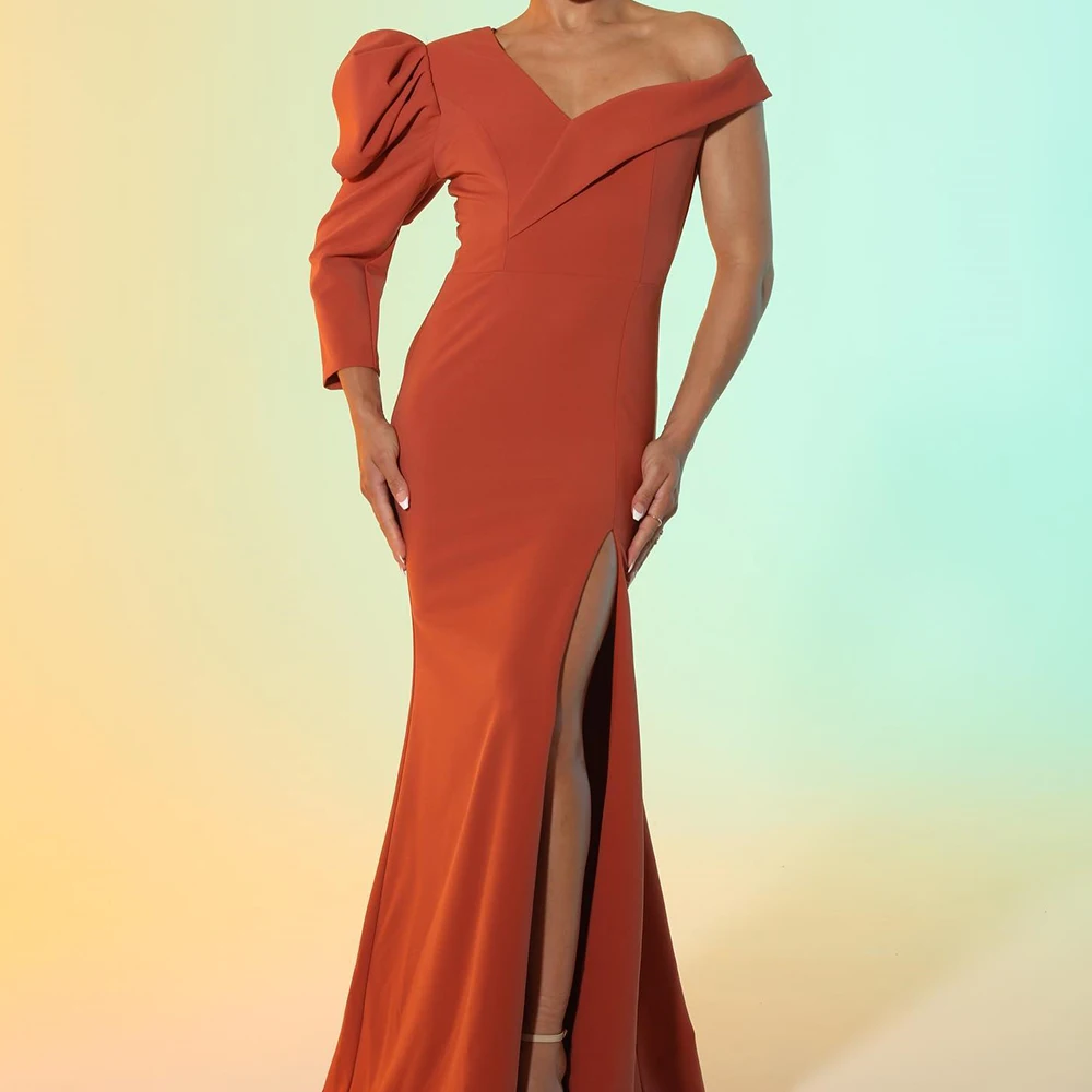 Saudi Evening Gowns Floor Length Jersey Long Sleeves Straight One Shoulder Solid Color Fashion Dresses For Formal Occasions 2024
Saudi Evening Gowns Floor Length Jersey Long Sleeves Straight One Shoulder Solid Color Fashion Dresses For Formal Occasions 2024