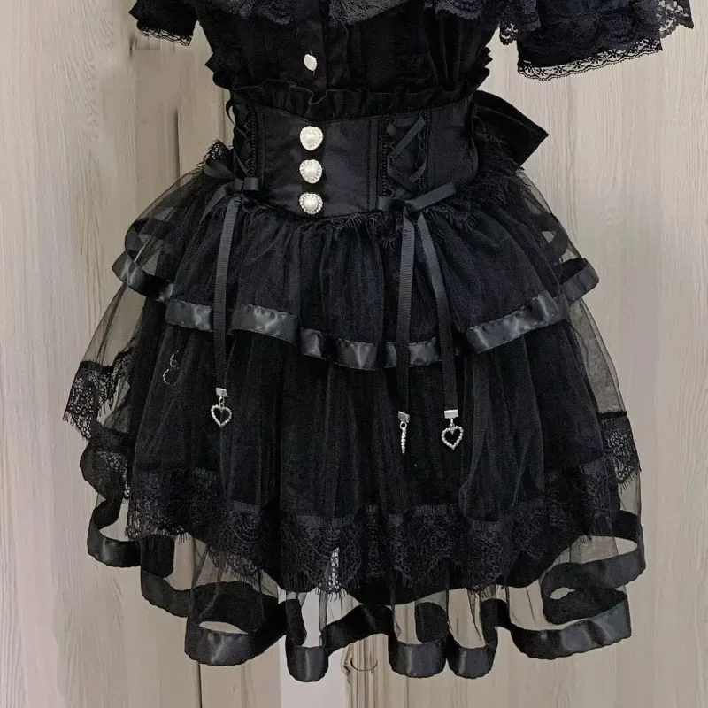 Japanese Lace Gauze Patchwork Fairy Kawaii Skirts High Waist A-line Mini Skirt Woman Bandage Bow Jupe Summer Jk Cute Cake Saia
Japanese Lace Gauze Patchwork Fairy Kawaii Skirts High Waist A-line Mini Skirt Woman Bandage Bow Jupe Summer Jk Cute Cake Saia