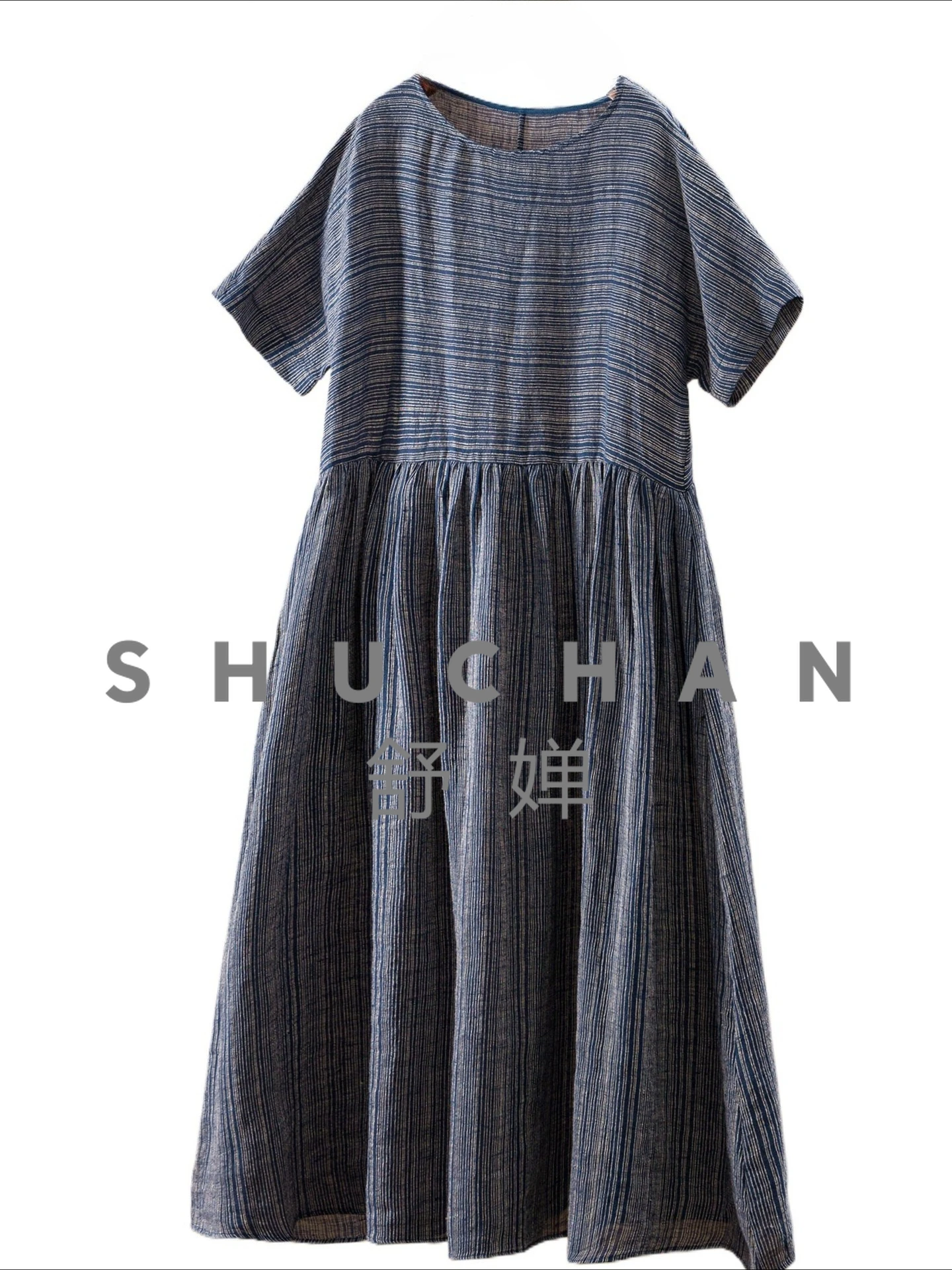Simple and Elegant Dress Loose European Standard Flax Woven Stripes Embroidered Crew Neck Dress Women's 36J2
Simple and Elegant Dress Loose European Standard Flax Woven Stripes Embroidered Crew Neck Dress Women's 36J2
