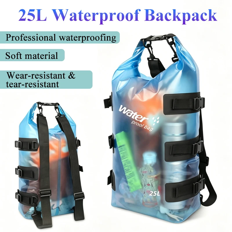 25L Transparent PVC Waterproof Swimming Dry Bag for Women Men,Waterproof Backpack for Swimming Rafting Kayaking River Trekking
25L Transparent PVC Waterproof Swimming Dry Bag for Women Men,Waterproof Backpack for Swimming Rafting Kayaking River Trekking