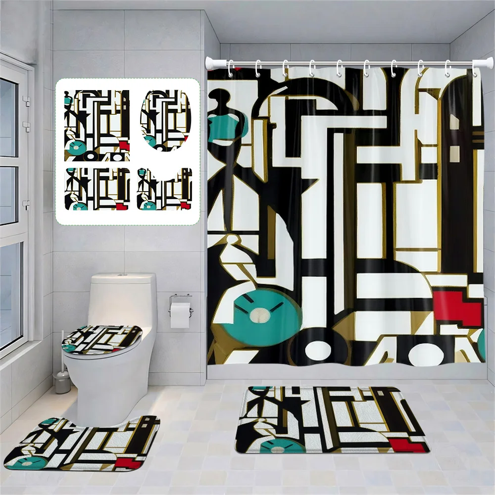 Morandi Ins Style Abstract Geometric Pattern Printed Bathroom Shower Curtain Non-Slip Mat Toilet Mat Four-Piece Set
Morandi Ins Style Abstract Geometric Pattern Printed Bathroom Shower Curtain Non-Slip Mat Toilet Mat Four-Piece Set