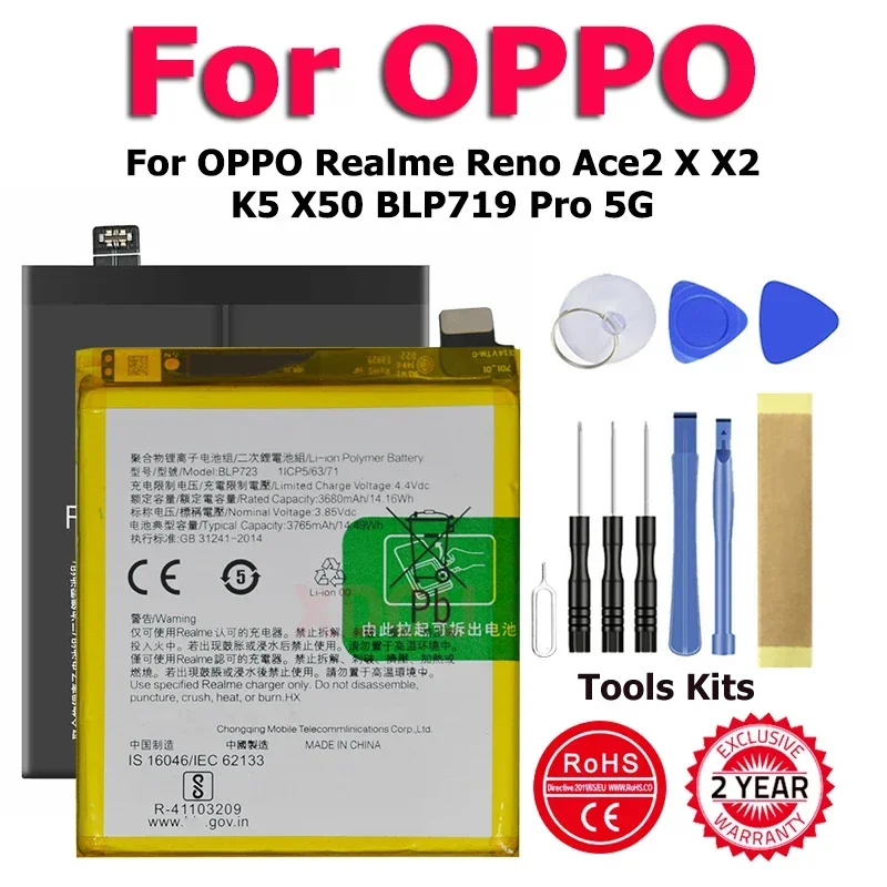 XDOU New BLP719 BLP723 BLP749 BLP751 BLP777 BLP783 Battery For OPPO Realme Reno Ace2 X X2 K5 X50 BLP719 Pro 5G + Tools
XDOU New BLP719 BLP723 BLP749 BLP751 BLP777 BLP783 Battery For OPPO Realme Reno Ace2 X X2 K5 X50 BLP719 Pro 5G + Tools