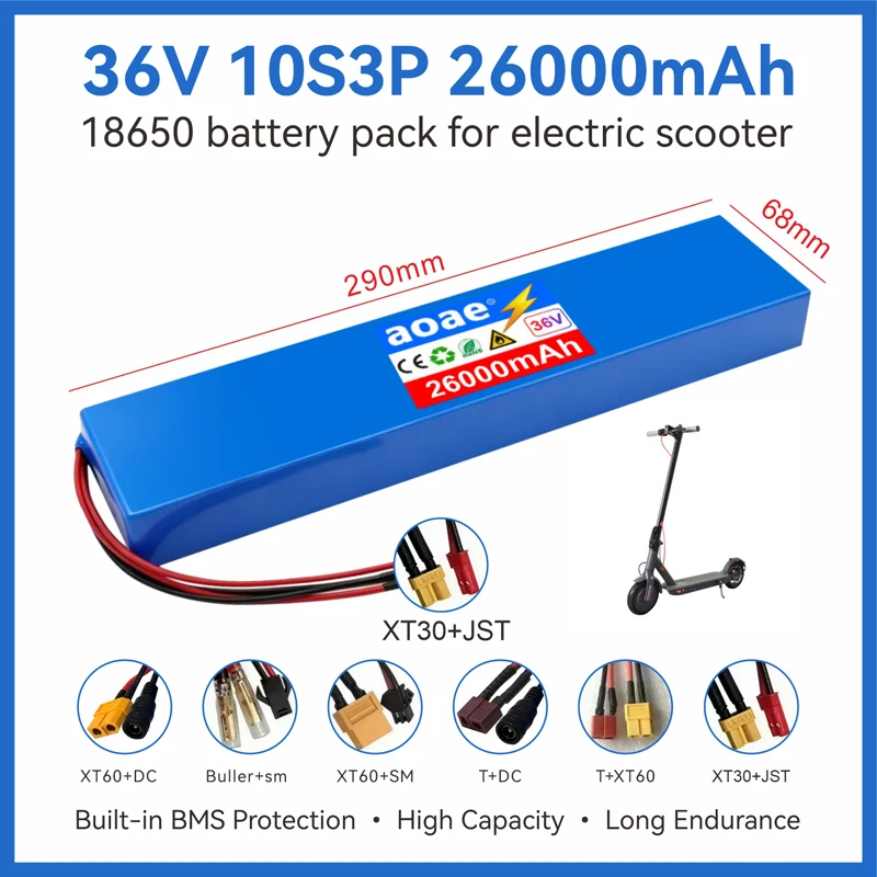 36V Electric Scooter Battery 9.0Ah 18650 Grade-A Cells 10S3P 500W-1000W Built-in BMS XT30 JST Long Range Safe & Durable
36V Electric Scooter Battery 9.0Ah 18650 Grade-A Cells 10S3P 500W-1000W Built-in BMS XT30 JST Long Range Safe & Durable
