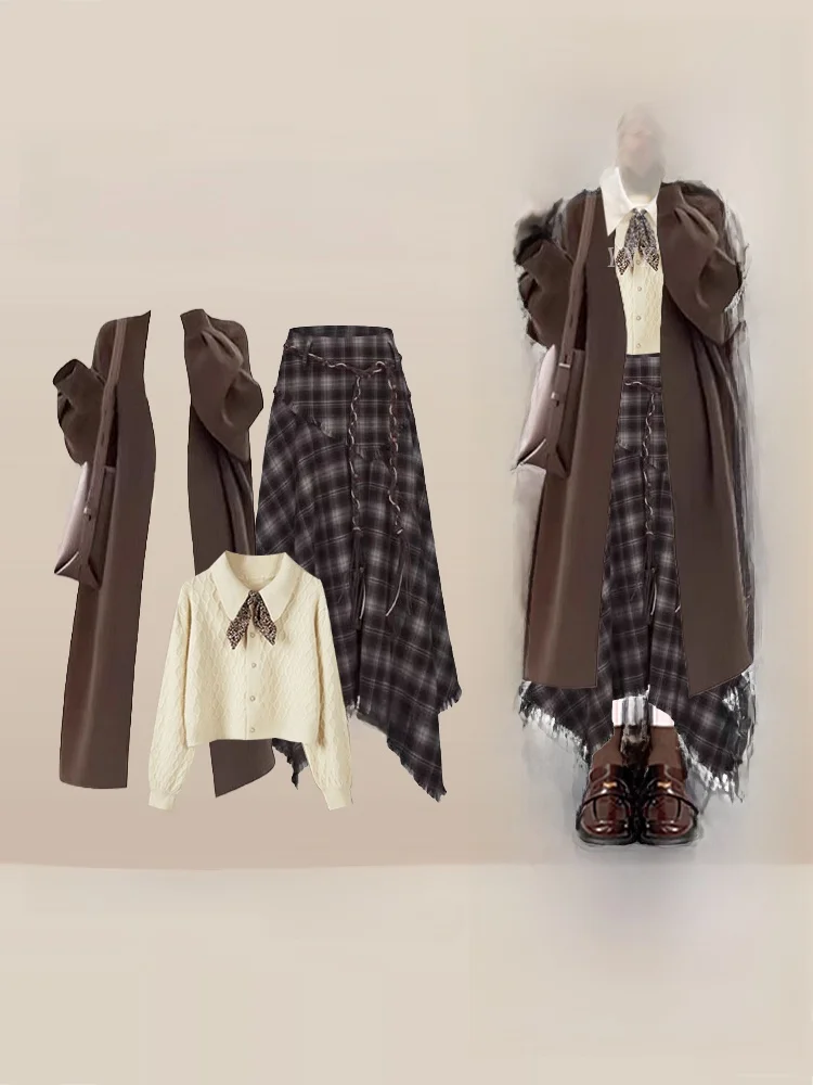 K-Drama Wasteland Atmosphere Set Winter Lazy Coat Knitted Sweater Irregular Plaid Skirt Two-Piece Set Women's Fashion
K-Drama Wasteland Atmosphere Set Winter Lazy Coat Knitted Sweater Irregular Plaid Skirt Two-Piece Set Women's Fashion