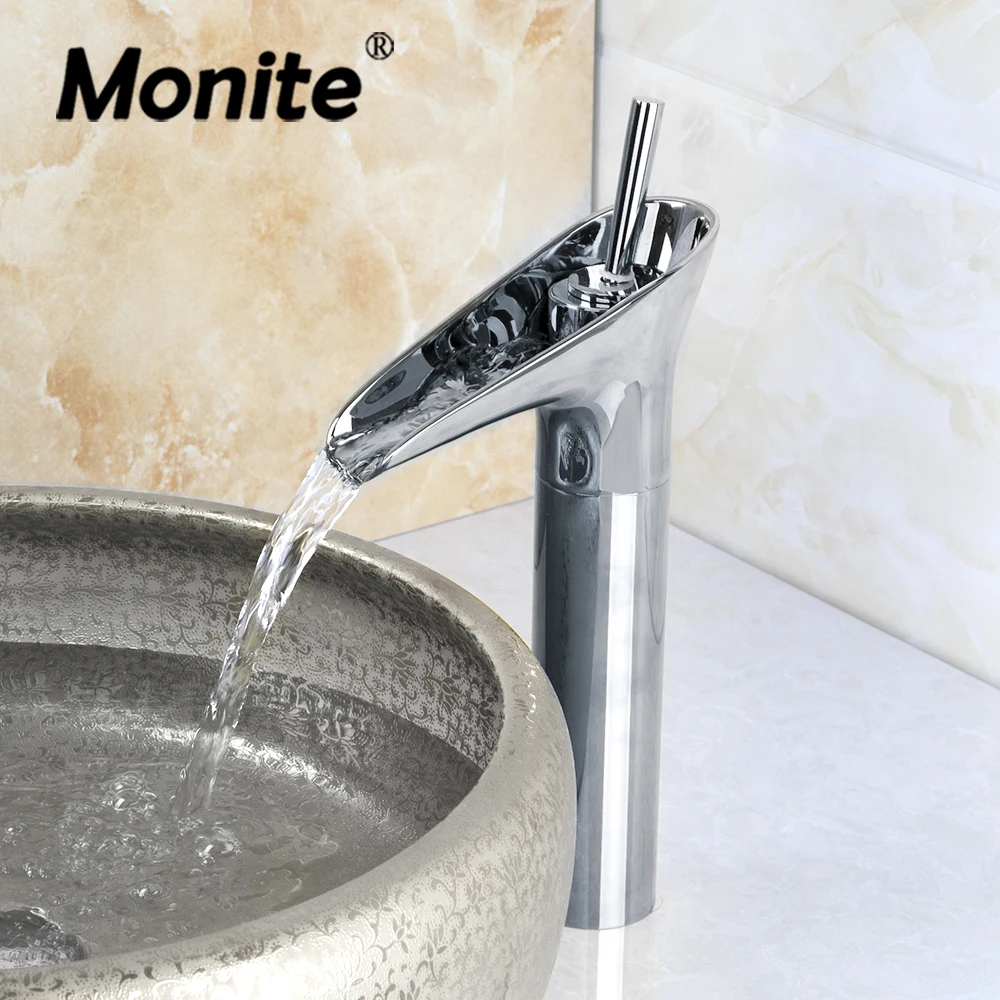 MONITE хромированный смеситель для раковины в ванной комнате, водопад, настенный смеситель для умывальника, смеситель для горячей и холодной воды, одноручное управление 
MONITE хромированный смеситель для раковины в ванной комнате, водопад, настенный смеситель для умывальника, смеситель для горячей и холодной воды, одноручное управление