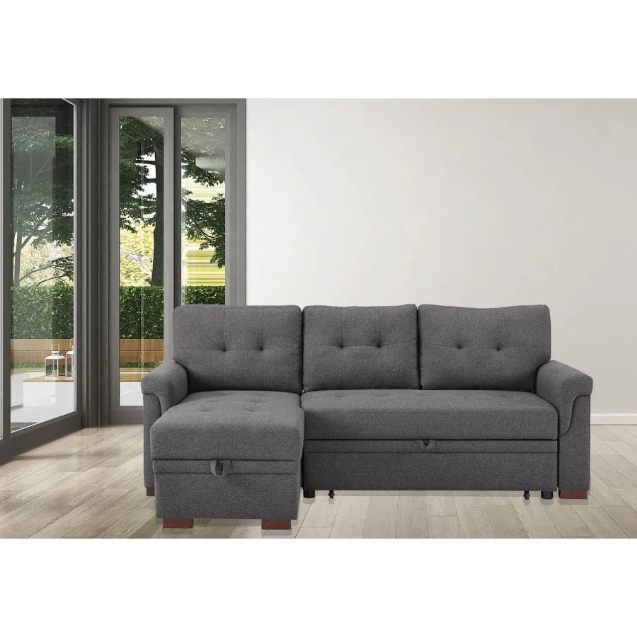 Destiny 84 Dark Gray Linen Reversible Sleeper Sectional Sofa with Storage Chaise
Destiny 84 Dark Gray Linen Reversible Sleeper Sectional Sofa with Storage Chaise