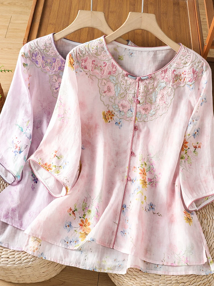 New Chinese Style round Neck Button up Embroidered Shirt Women's Summer 2026 Retro Heavy Work Versatile Top Breathable Comfor...
New Chinese Style round Neck Button up Embroidered Shirt Women's Summer 2026 Retro Heavy Work Versatile Top Breathable Comfor...