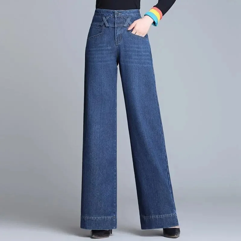 Ladies New Straight Cowboy Trousers Spring Summer Female High Waist Jeans Pantalons Women Large Size 6XL Wide Leg Denim Pants
Ladies New Straight Cowboy Trousers Spring Summer Female High Waist Jeans Pantalons Women Large Size 6XL Wide Leg Denim Pants