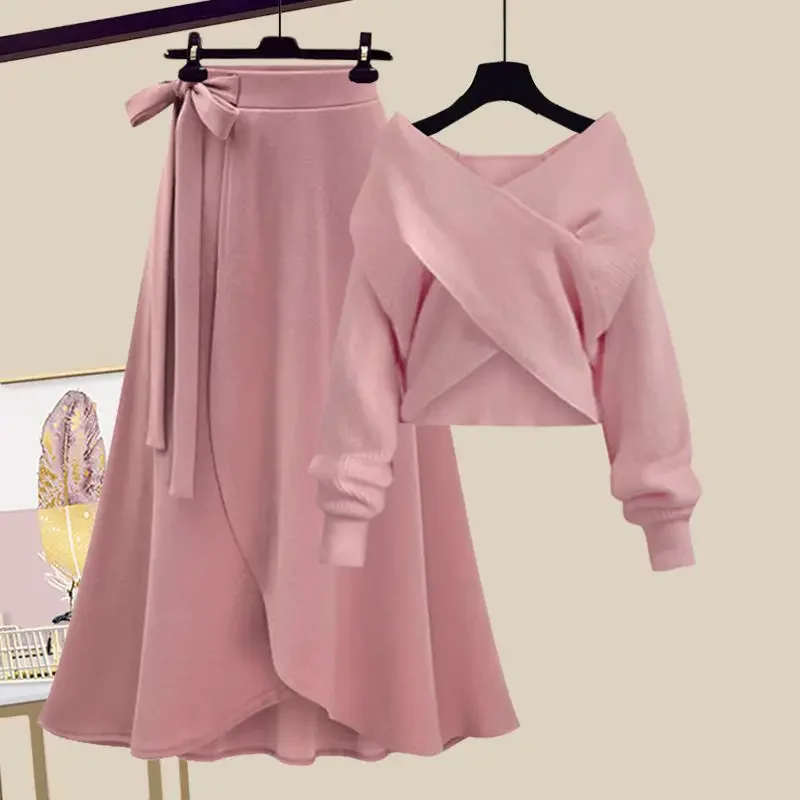 Spring/Summer Set Women's 2024 New Large Women's Korean Slim Cross Sweater High Waist Half Skirt Two Piece Set Fashion
Spring/Summer Set Women's 2024 New Large Women's Korean Slim Cross Sweater High Waist Half Skirt Two Piece Set Fashion