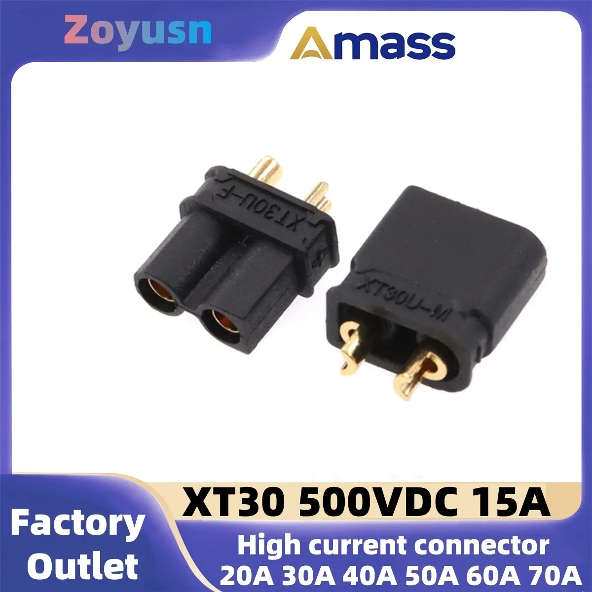 Amass XT30U-M XT30U-F 500VDC 15A High Current Gold-plated Battery Plug Model Aircraft Plug Wholesale Price
Amass XT30U-M XT30U-F 500VDC 15A High Current Gold-plated Battery Plug Model Aircraft Plug Wholesale Price