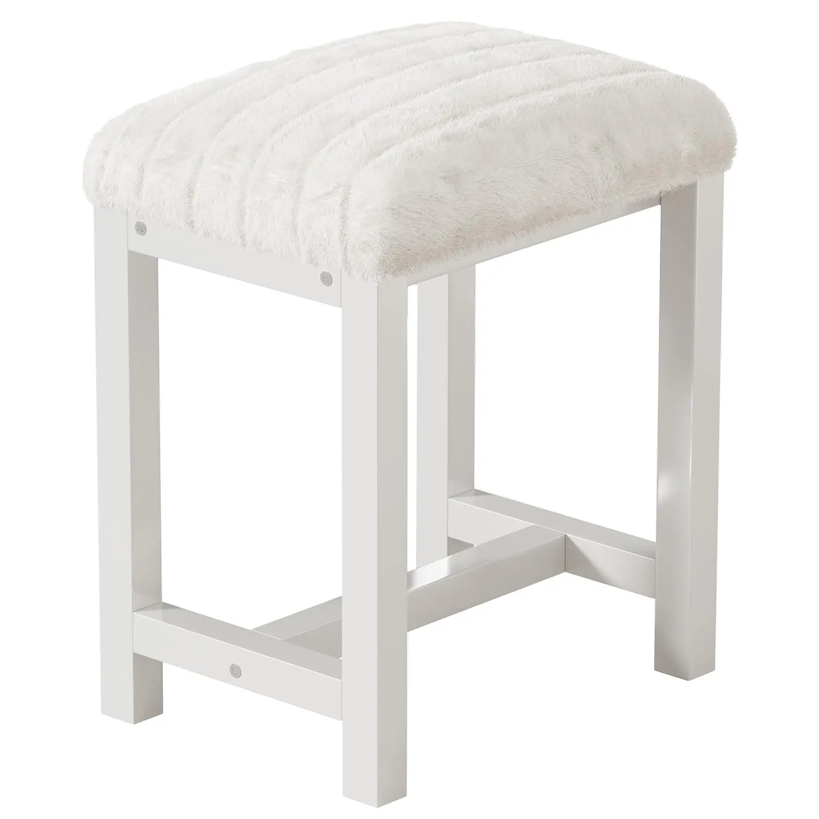 White Modern Vanity Stool With Plush Faux Fur Cushion, Compact Makeup Seat For Bedroom, Living Room Or Entryway
White Modern Vanity Stool With Plush Faux Fur Cushion, Compact Makeup Seat For Bedroom, Living Room Or Entryway