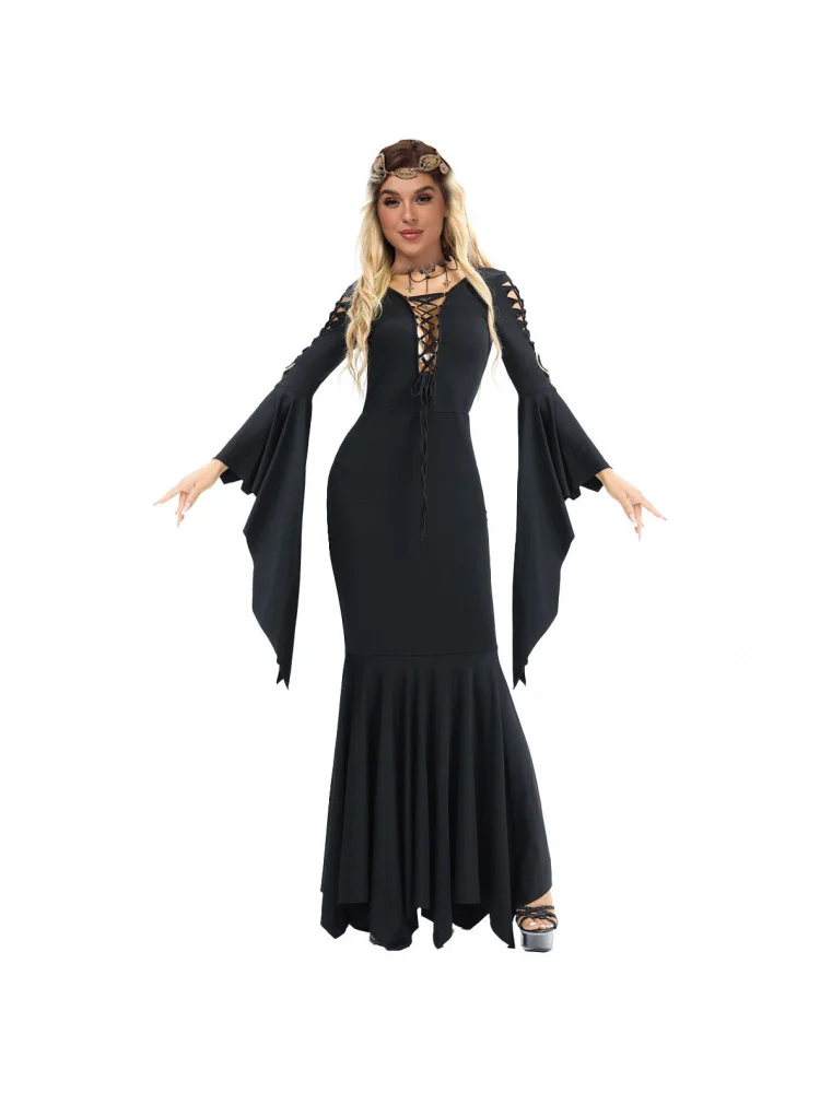 Halloween Gothic Style Witch Costume with Bat Design Black Dress for Women Performance Cosplay Event Stage Wear
Halloween Gothic Style Witch Costume with Bat Design Black Dress for Women Performance Cosplay Event Stage Wear