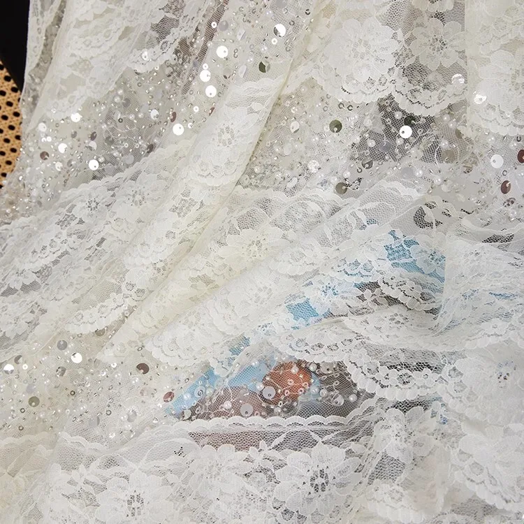 High quality lace tela Sequin tube bead material Dress cheongsam clothing fabric semi transparent DIY tissu
High quality lace tela Sequin tube bead material Dress cheongsam clothing fabric semi transparent DIY tissu