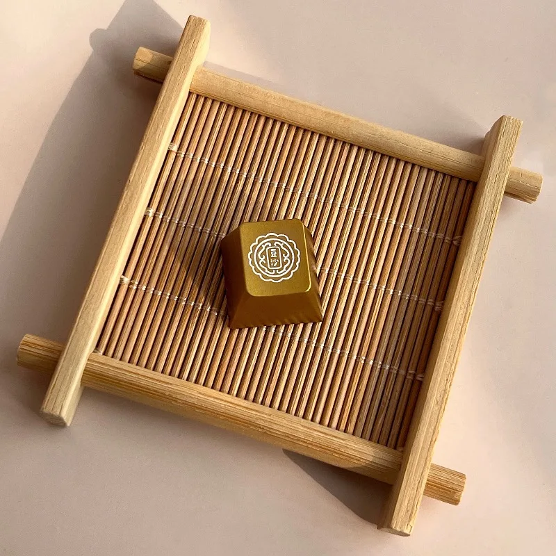 Bean Paste Mooncake Keycaps Metal Artisan Keycaps R4 Custom Original Handmade Keycaps for Mechanical Keyboard Accessories Gift