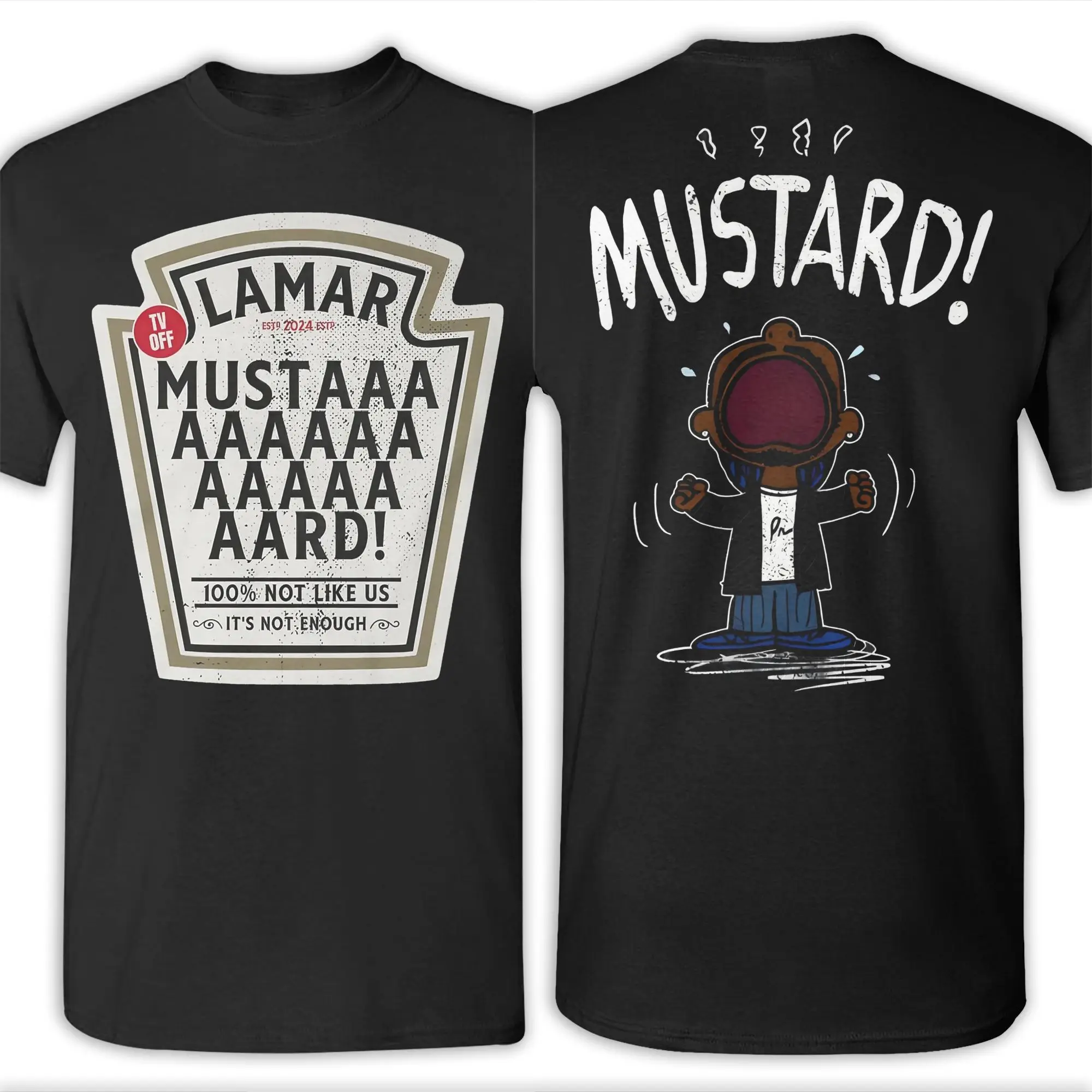 Retro Kendrick Lamar Mustard TV Off T-Shirt Double-sided Printed Men's Cotton Short Sleeve Round Neck Top Tee
Retro Kendrick Lamar Mustard TV Off T-Shirt Double-sided Printed Men's Cotton Short Sleeve Round Neck Top Tee
