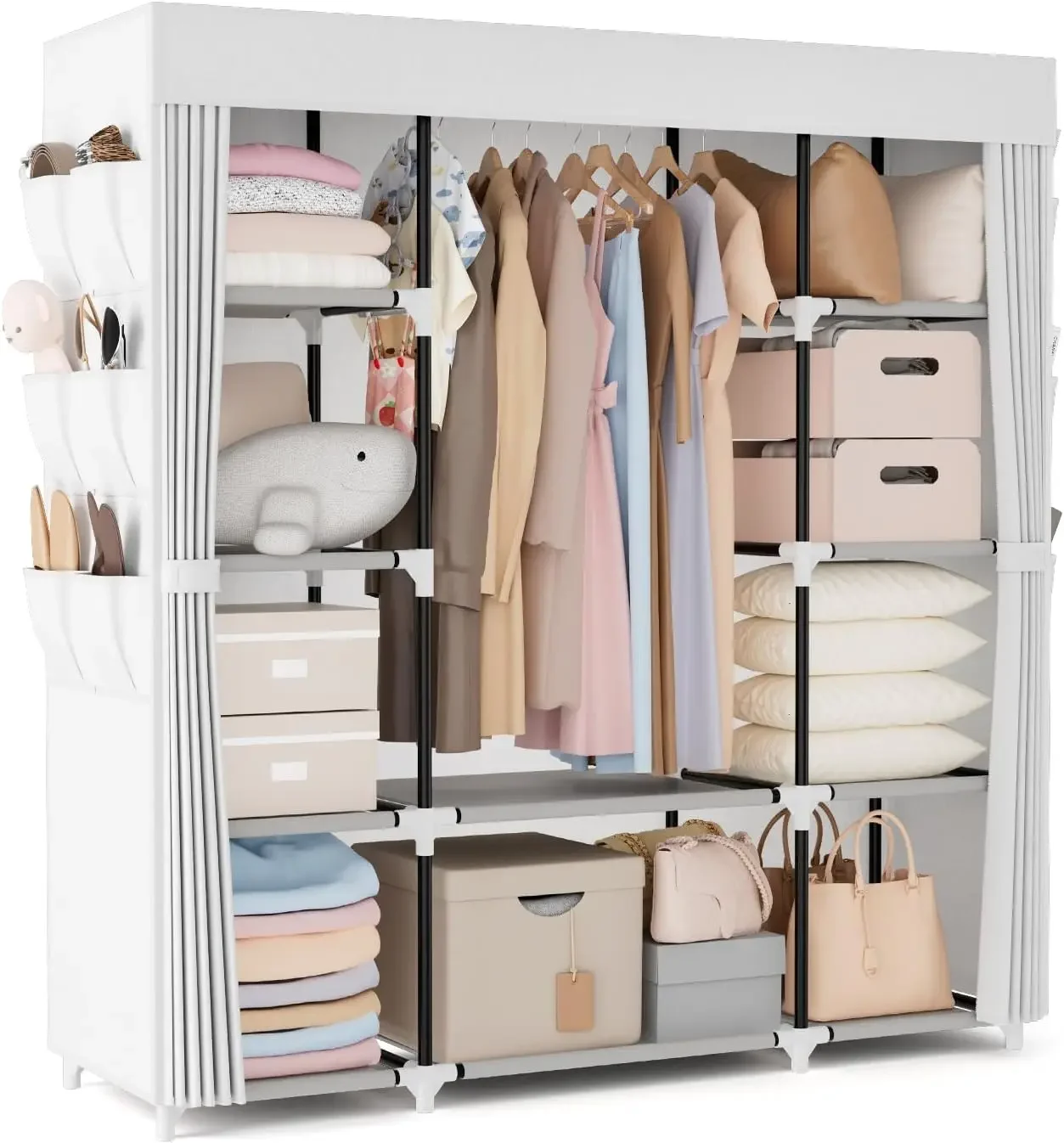 Portable Closet Wardrobe for Hanging Clothes 57.3 Inch Large Capacity Clothes Rack with Cover, 10 Storage Organizer Shelves
Portable Closet Wardrobe for Hanging Clothes 57.3 Inch Large Capacity Clothes Rack with Cover, 10 Storage Organizer Shelves