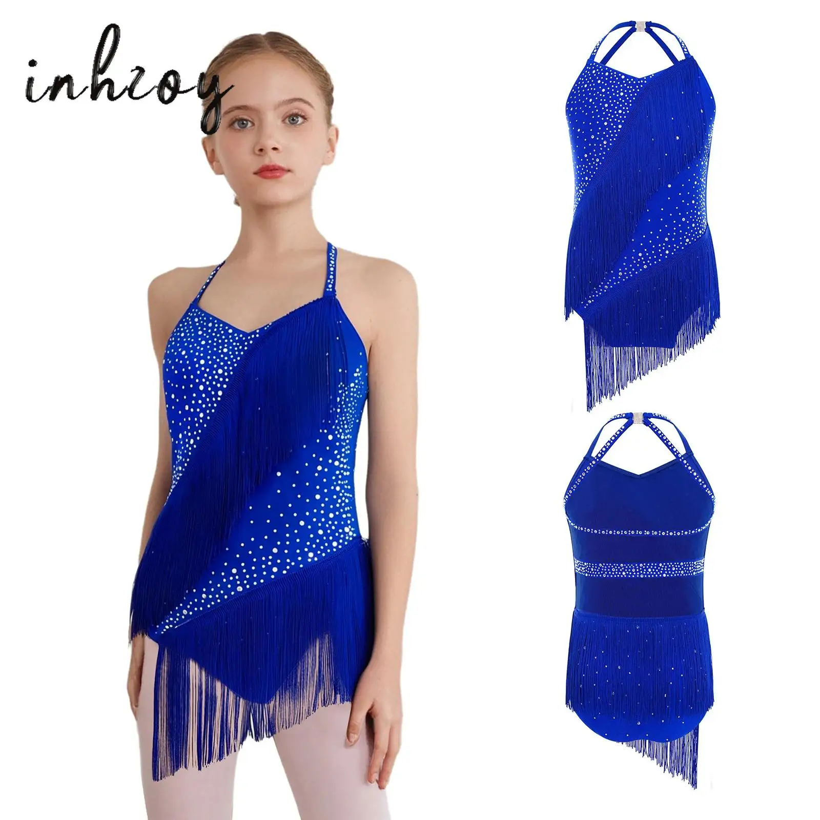 Kids Girls Tassels Latin Dance Leotard Figure Skating Performance Costume Sleeveless Halter V-Neck Backless Rhinestones Bodysuit
Kids Girls Tassels Latin Dance Leotard Figure Skating Performance Costume Sleeveless Halter V-Neck Backless Rhinestones Bodysuit