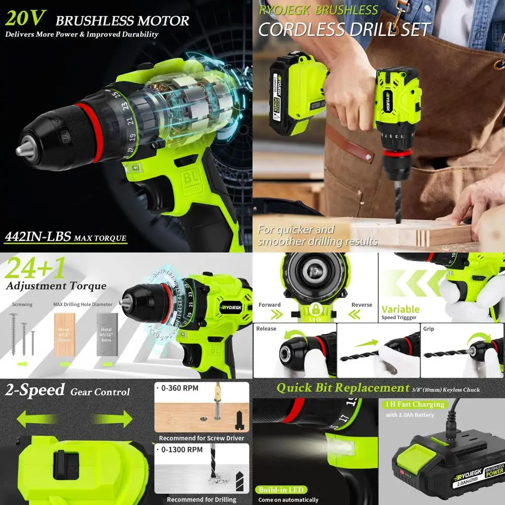 20V 119-Piece Brushless Drill Set with Battery, Cordless Tool Kit for Home Repairs
20V 119-Piece Brushless Drill Set with Battery, Cordless Tool Kit for Home Repairs