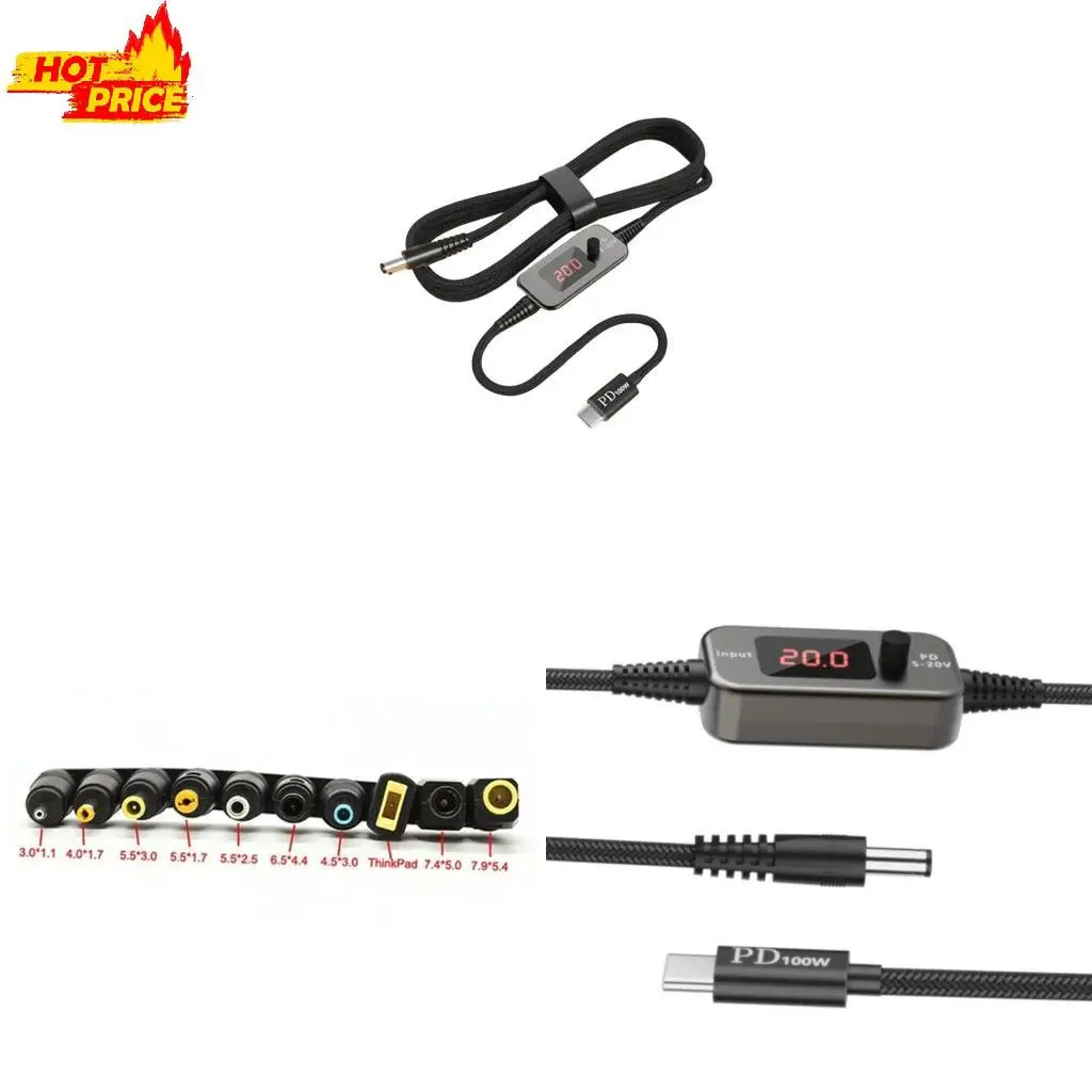 PD100W USB C to DC5521 Fast Charging Cord 5V 9V 12V 15V 20V 5A Adjustable Power Supply Cable With Multiple Adapters
PD100W USB C to DC5521 Fast Charging Cord 5V 9V 12V 15V 20V 5A Adjustable Power Supply Cable With Multiple Adapters