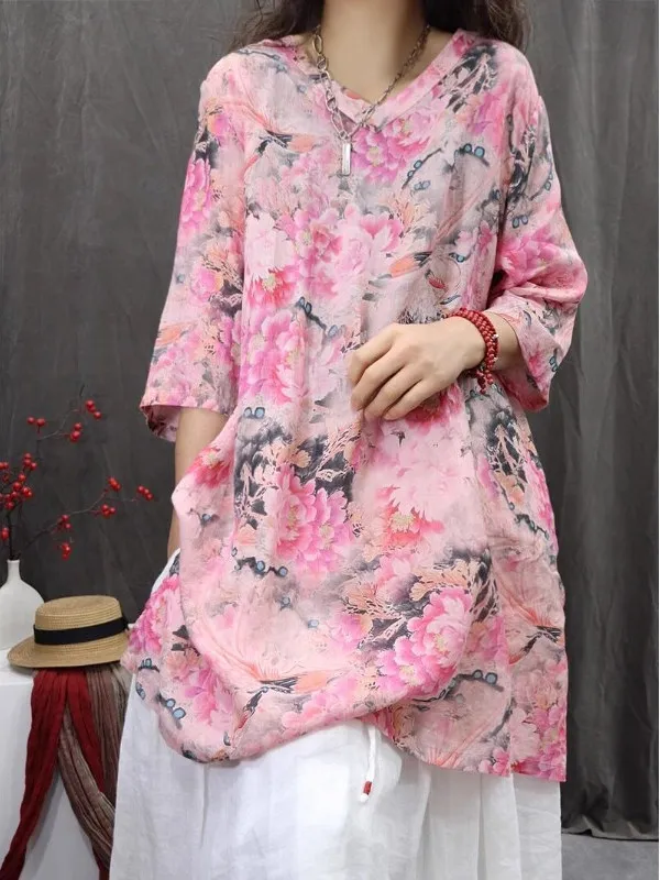 Summer 2026 Artistic Retro Flax Print Casual Loose mid Sleeve V Neck mid Length Women's Shirt Original Design Unbranded
Summer 2026 Artistic Retro Flax Print Casual Loose mid Sleeve V Neck mid Length Women's Shirt Original Design Unbranded