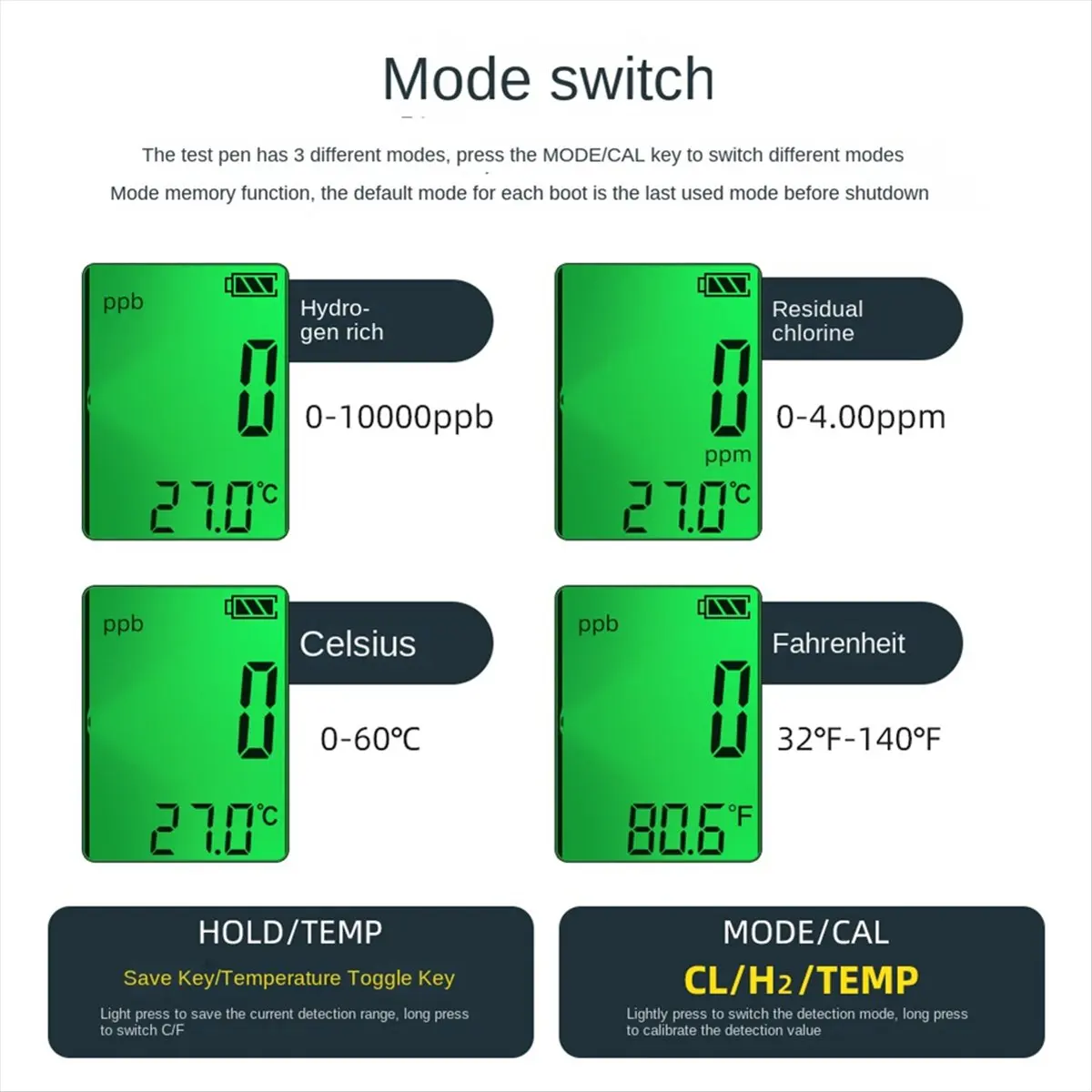 Многофункциональный измеритель хлора T22C 3-в-1 (CL2/H2/температура) для тестирования качества воды в бассейнах, питьевой воды, аквариумах и аквакультуре
Многофункциональный измеритель хлора T22C 3-в-1 (CL2/H2/температура) для тестирования качества воды в бассейнах, питьевой воды, аквариумах и аквакультуре